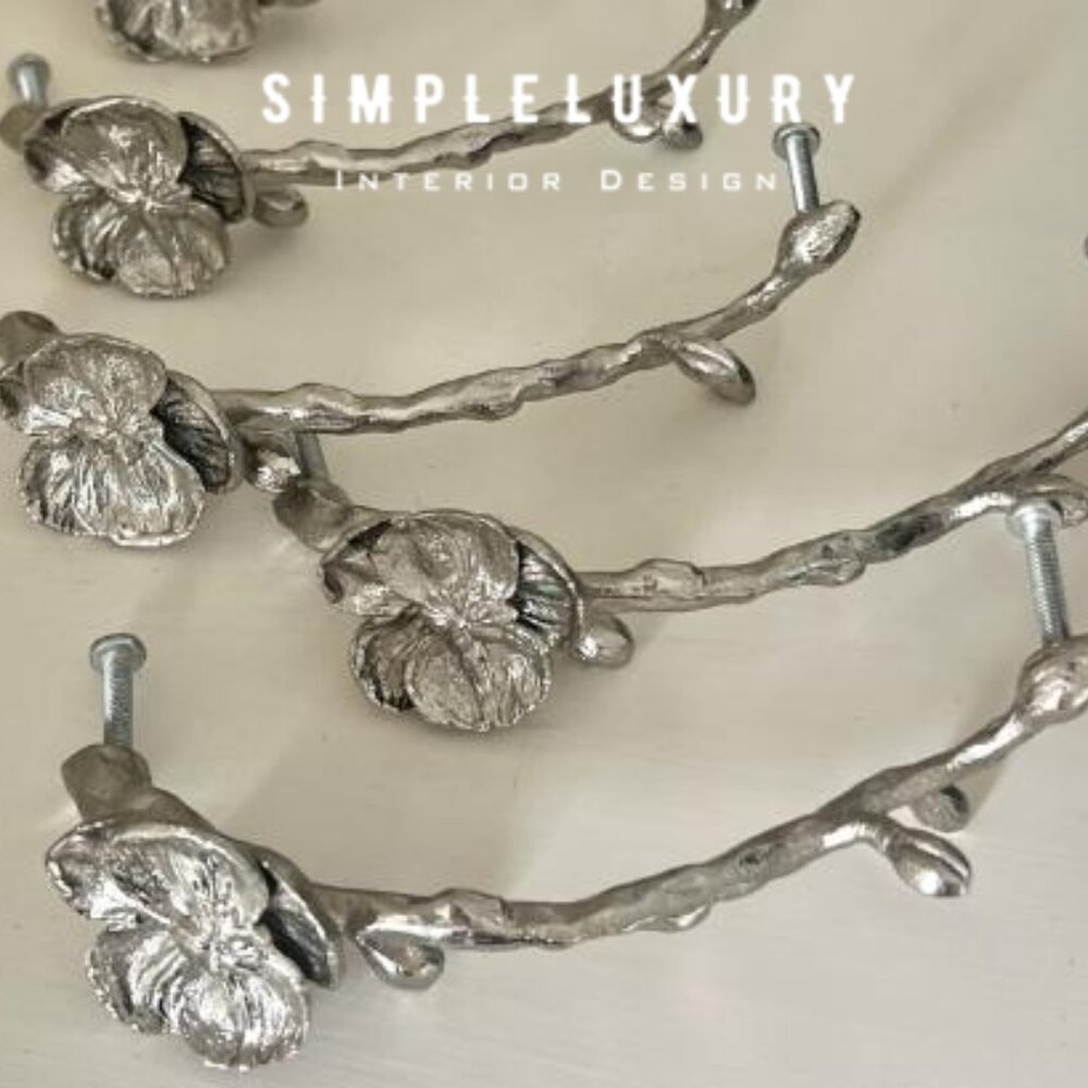 Brand New Michael Aram Orchid Silver 5" Drawer Cabinet Pull